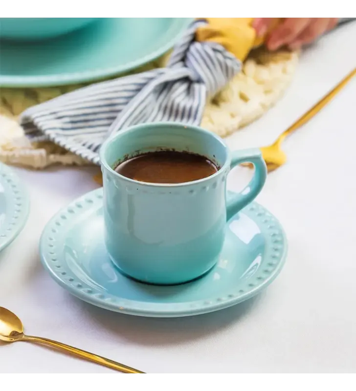 PLATO PARA TAZA EMBOSS MAUVE BABY TURQUOISE