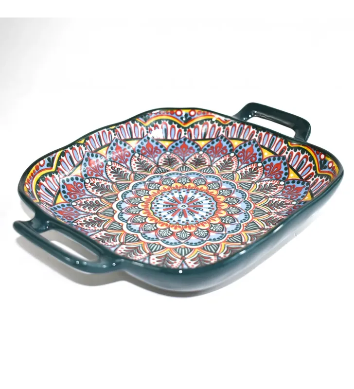 CUR-017 PLATO CUADRADO DE 9 PULGADAS CON DOBLE ASA