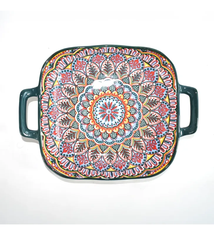 CUR-017 PLATO CUADRADO DE 9 PULGADAS CON DOBLE ASA