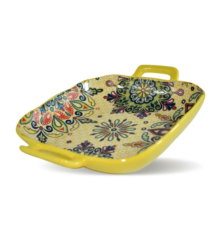CUR-097 PLATO CUADRADO DE 9 PULGADAS CON DOBLE ASA