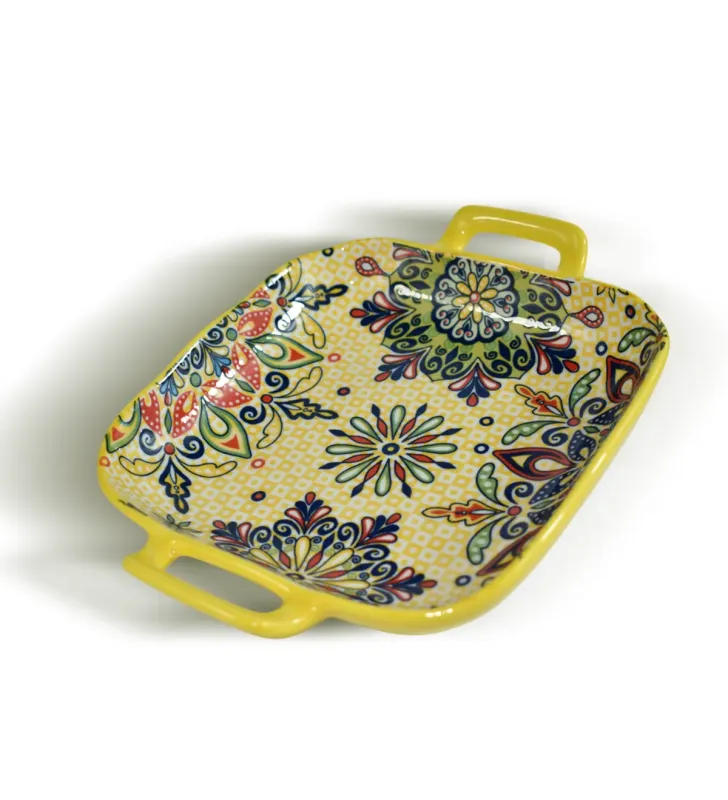 CUR-097 PLATO CUADRADO DE 9 PULGADAS CON DOBLE ASA