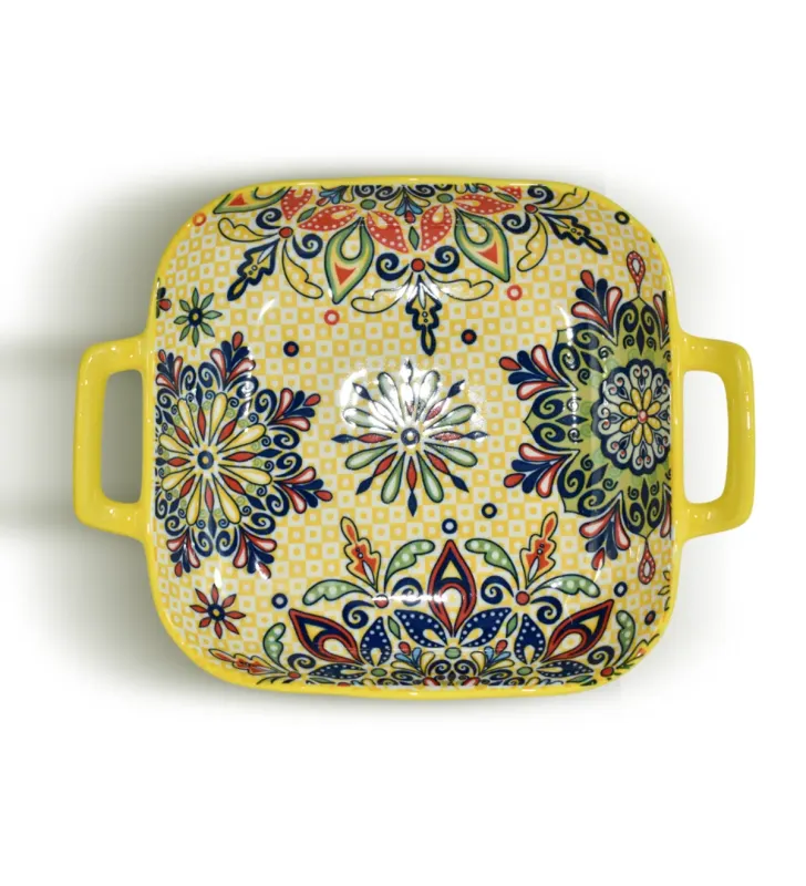 CUR-097 PLATO CUADRADO DE 9 PULGADAS CON DOBLE ASA