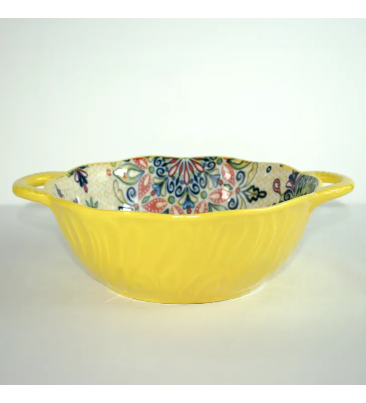 CUR-103 TAZÓN DE SOPA EN RELIEVE CON DOBLE ASA DE 9.5 PULGAD