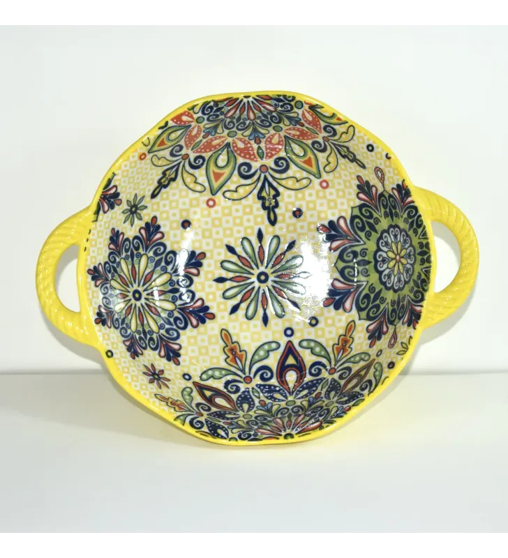 CUR-103 TAZÓN DE SOPA EN RELIEVE CON DOBLE ASA DE 9.5 PULGAD