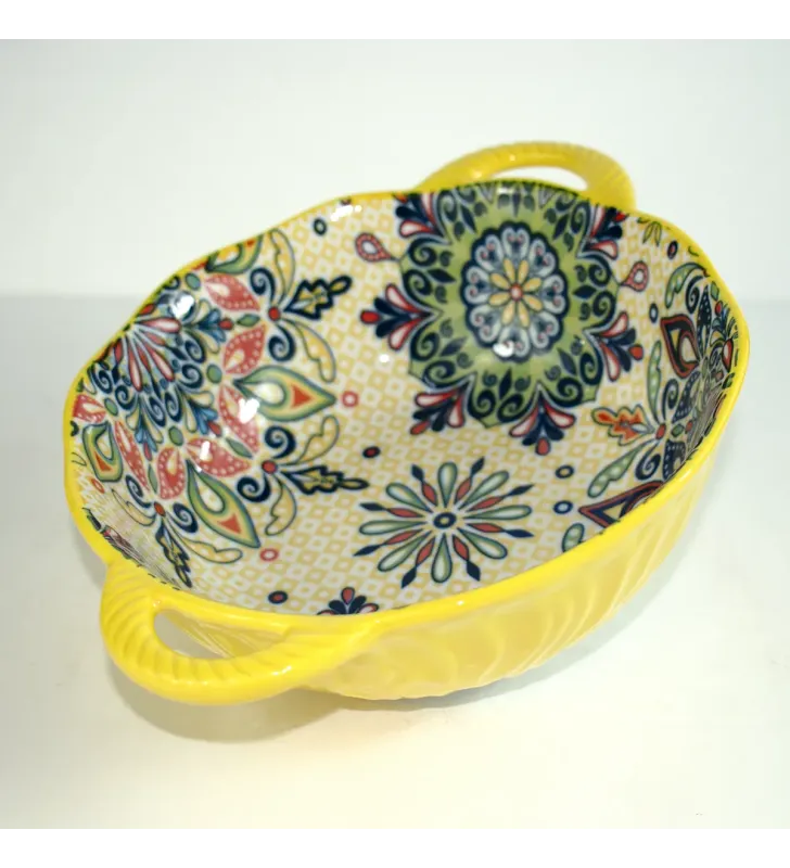 CUR-103 TAZÓN DE SOPA EN RELIEVE CON DOBLE ASA DE 9.5 PULGAD