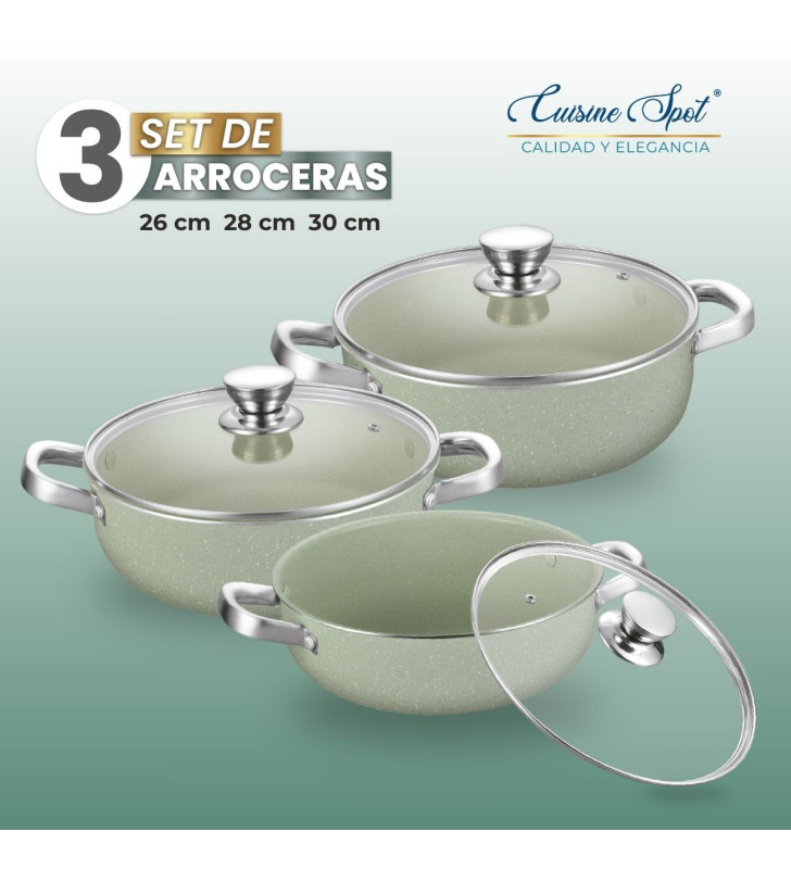 AHU-CY2434 JUEGO DE 3 ARROCERAS VERDE