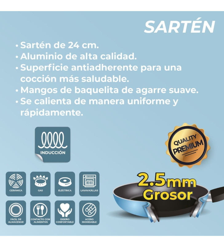 AHU-CY2436 SARTEN AZUL 24CM