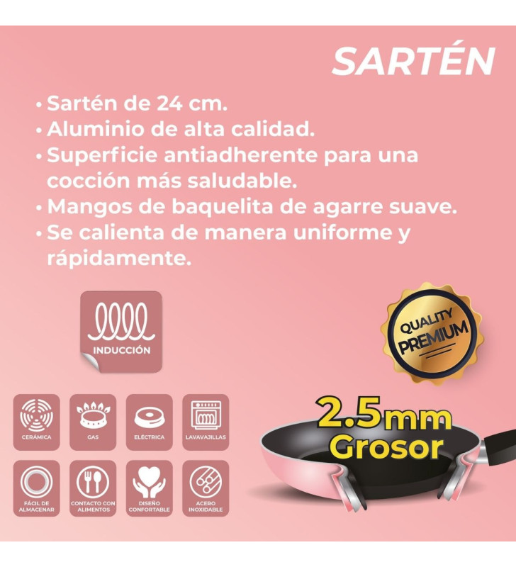 AHU-CY2438 SARTEN ROSA 24CM
